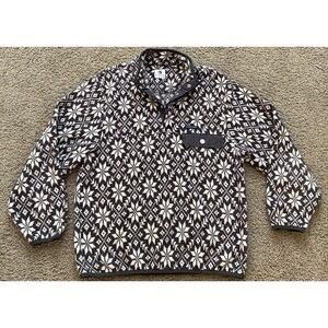 Southern Proper Mens Gray Snowflake Fair Isle Fleece Pullover 1/4 Snap Sz Medium